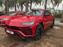 Red Lamborghini Urus for rent in Dubai