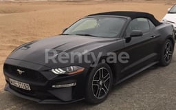 أسود Ford Mustang Convertible للإيجار في Abu-Dhabi