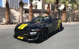 Black Ford Mustang V8 cabrio for rent in Dubai