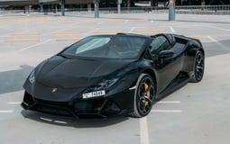 Black Lamborghini Evo Spyder for rent in Abu-Dhabi