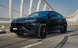 Black Lamborghini Urus for rent in Abu-Dhabi