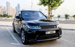 Black Range Rover Sport Supercharged V8 for rent in Dubai