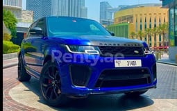 Blue Range Rover Sport SVR for rent in Dubai