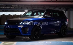 Blue Range Rover Sport SVR for rent in Dubai