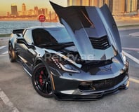 Dark Grey Corvette Grandsport for rent in Dubai
