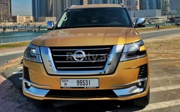 Gold Nissan Patrol V6 for rent in Dubai