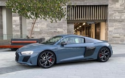 Grey Audi R8 V10 for rent in Abu-Dhabi