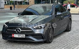 Grey Mercedes C200 for rent in Abu-Dhabi