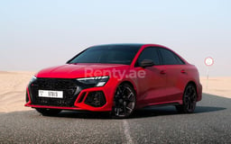 Red Audi RS3 Red Pack Carbon for rent in Dubai