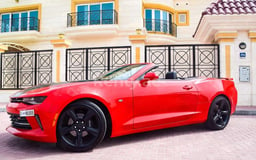 Red Chevrolet Camaro cabrio for rent in Abu-Dhabi