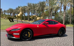 Red Ferrari Roma for rent in Dubai