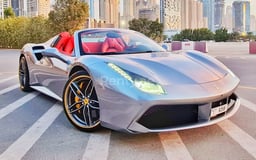 Silver Grey Ferrari 488 Spyder for rent in Dubai