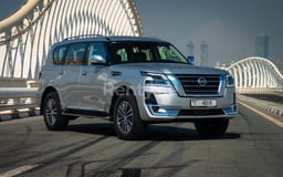 Silver Grey Nissan Patrol V6 for rent in Abu-Dhabi