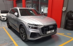 Silver Audi Q8 for rent in Abu-Dhabi