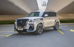 Silver Nissan Patrol hawk kit for rent in Sharjah