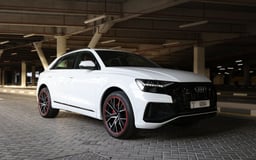 White Audi Q8  55TFSI quattro for rent in Dubai