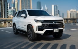 White Chevrolet Tahoe for rent in Dubai