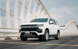 White Chevrolet Tahoe for rent in Dubai