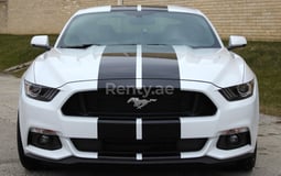 White Ford Mustang Coupe for rent in Dubai