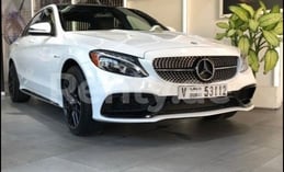 White Mercedes C300 for rent in Dubai