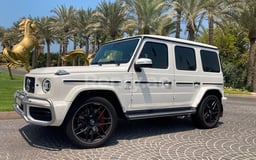 White Mercedes G63 AMG for rent in Sharjah