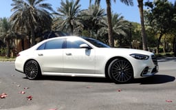 White Mercedes S Class for rent in Sharjah