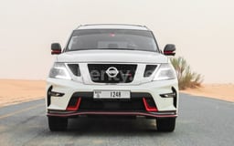 White Nissan Patrol V8 with Nismo Bodykit for rent in Dubai