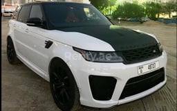 White Range Rover Sport SVR Supercharged for rent in Abu-Dhabi