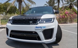 White Range Rover Sport SVR for rent in Sharjah