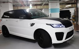 White Range Rover Sport SVR for rent in Dubai