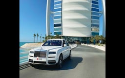 White Rolls Royce Cullinan for rent in Sharjah