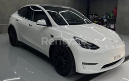 White Tesla Model Y Long Range for rent in Dubai