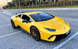 Yellow Lamborghini Huracan Performante for rent in Sharjah