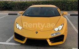 Yellow Lamborghini Huracan for rent in Sharjah