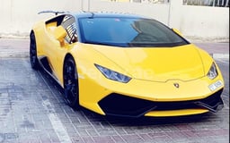 Yellow Lamborghini Huracan for rent in Dubai