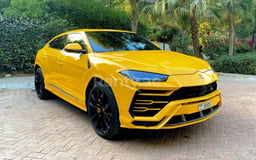 Yellow Lamborghini Urus for rent in Dubai