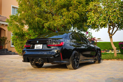 Black 2021 BMW 330i with M3 competition bodykit and upgraded exhaust system for rent in Dubai 0