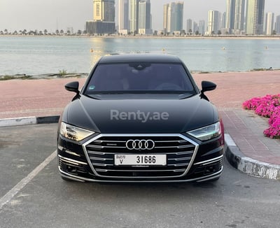 Black Audi A8 L60 TFSI for rent in Dubai 0