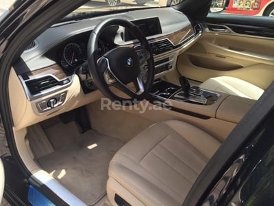 Black BMW 730 Li for rent in Dubai 0