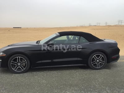 Black Ford Mustang Convertible for rent in Dubai 1