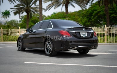 Black Mercedes C300 for rent in Abu-Dhabi 1