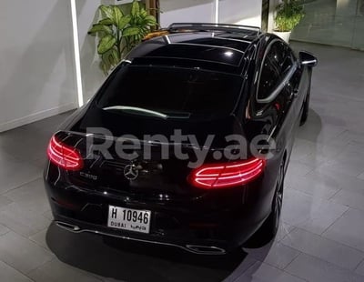 Black Mercedes C300 Coupe for rent in Abu-Dhabi 1