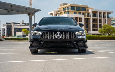 Black Mercedes CLA250 with 45AMG Kit for rent in Dubai 0