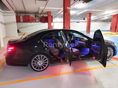 Black Mercedes E300 Class for rent in Dubai 1