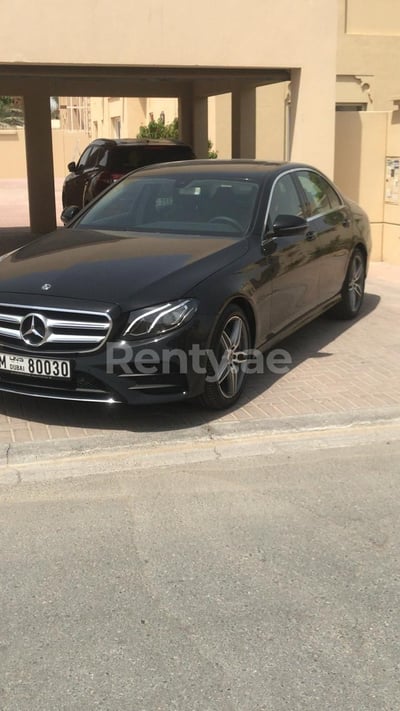 Black Mercedes E Class for rent in Dubai 0