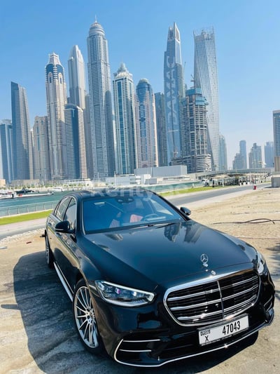 Black Mercedes S Class for rent in Dubai 0