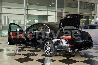 Black Mercedes S Class for rent in Dubai 1