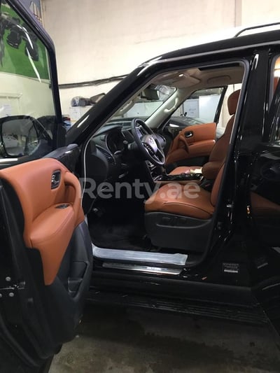 Black Nissan Patrol  V6 Titanium for rent in Abu-Dhabi 1