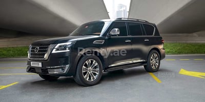 Black Nissan Patrol for rent in Abu-Dhabi 0