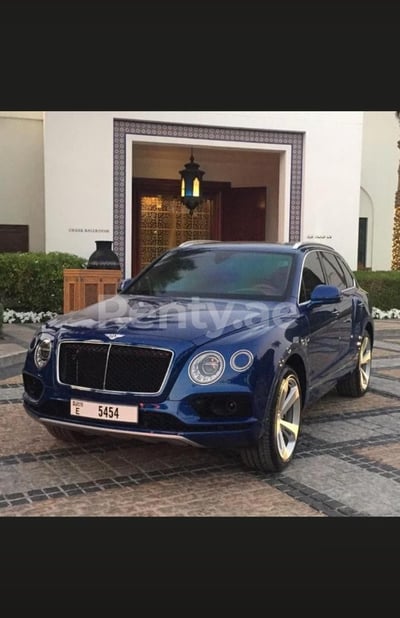 Blue Bentley Bentayga for rent in Sharjah 0